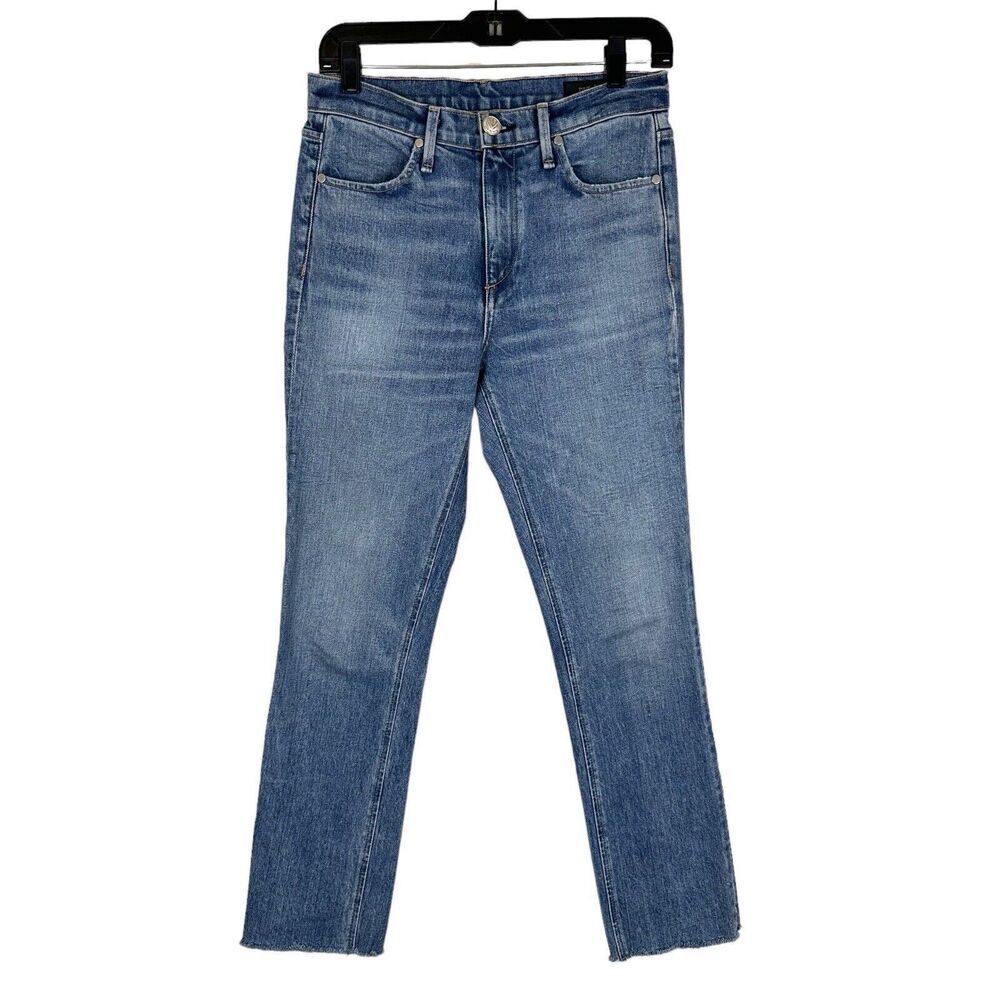 Rag & Bone Farrah Ankle Cigarette Jeans Womens Size 25 Raw Hem Blue Denim